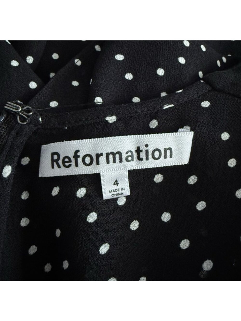Reformation Mya Black White Polka Dot Mini Dress V-Neck - Picture 8 of 9